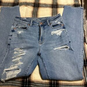 American Eagle Outfitters Women's Ripped Light Blue Jeans